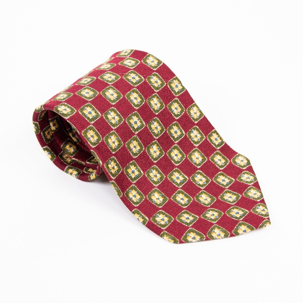 JoS A Bank Mens Red Square Geometric Silk Neck Tie Corporate Collection USA